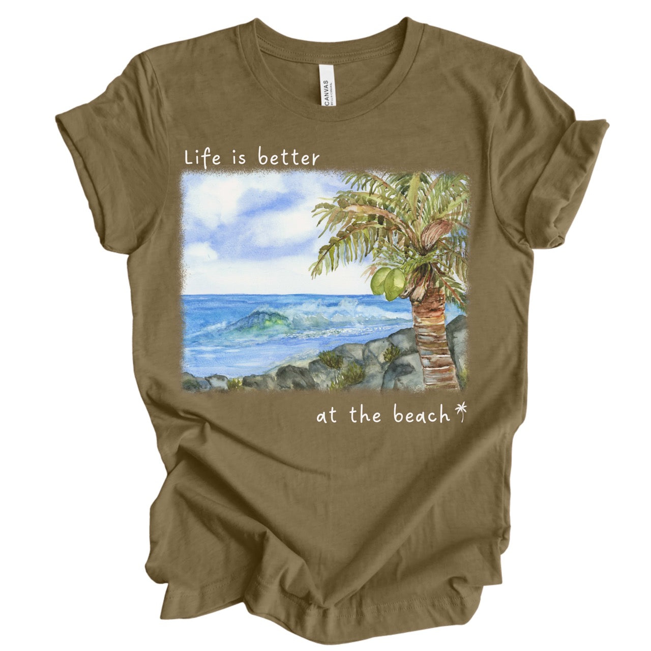 Life is Better at The Beach Watercolor T Shirt