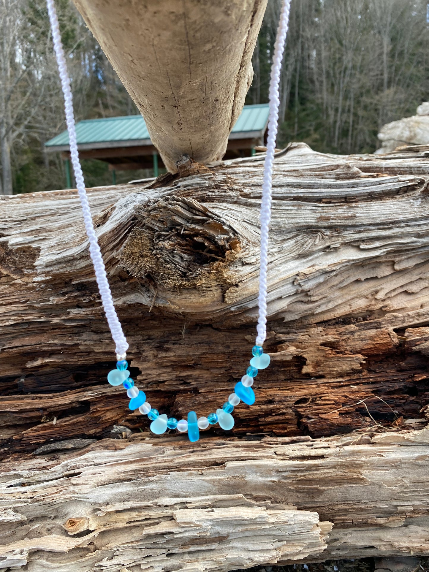 Blue Seaglass White Surfer Girl Necklace!