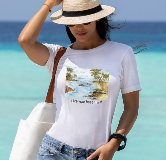 Live your Best Life Watercolor Beach Tee Shirt