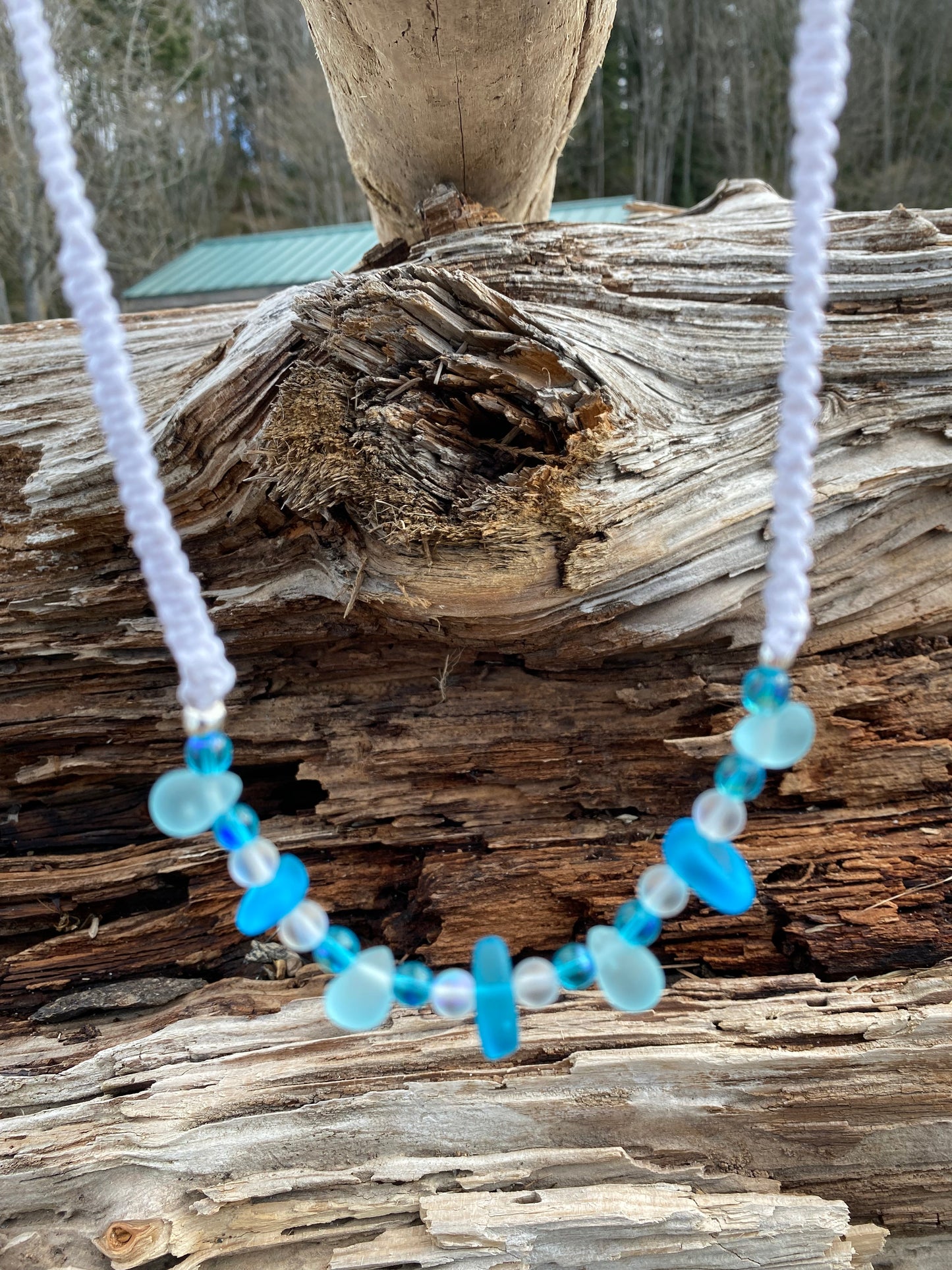 Blue Seaglass White Surfer Girl Necklace!