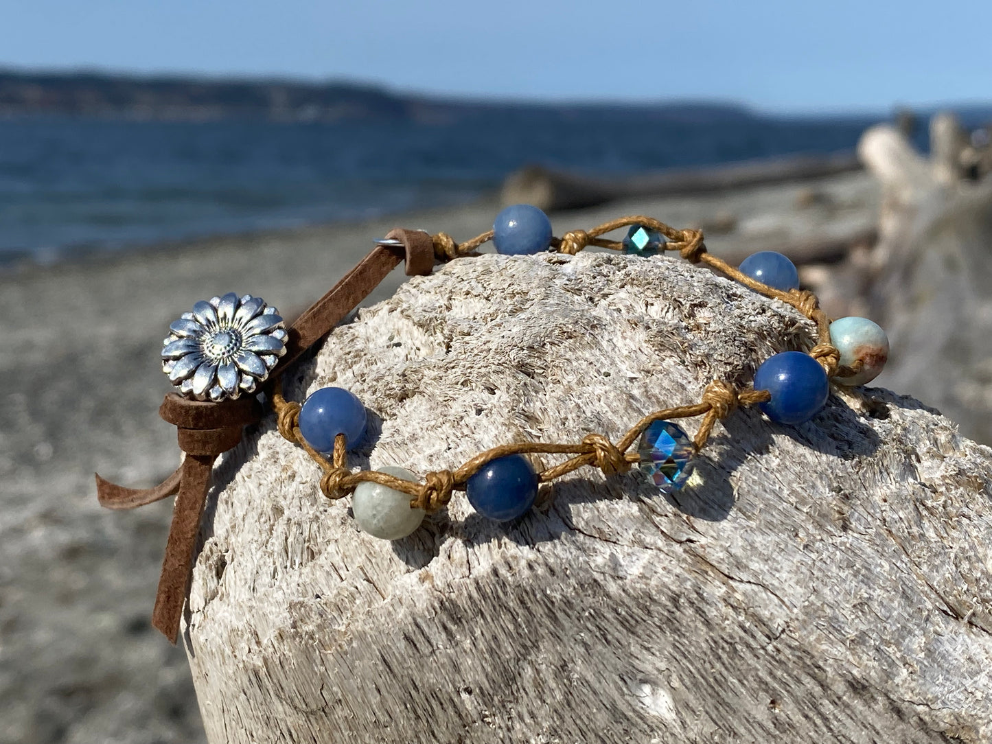 Rustic Ocean Sunflower Sparkle Bracelet