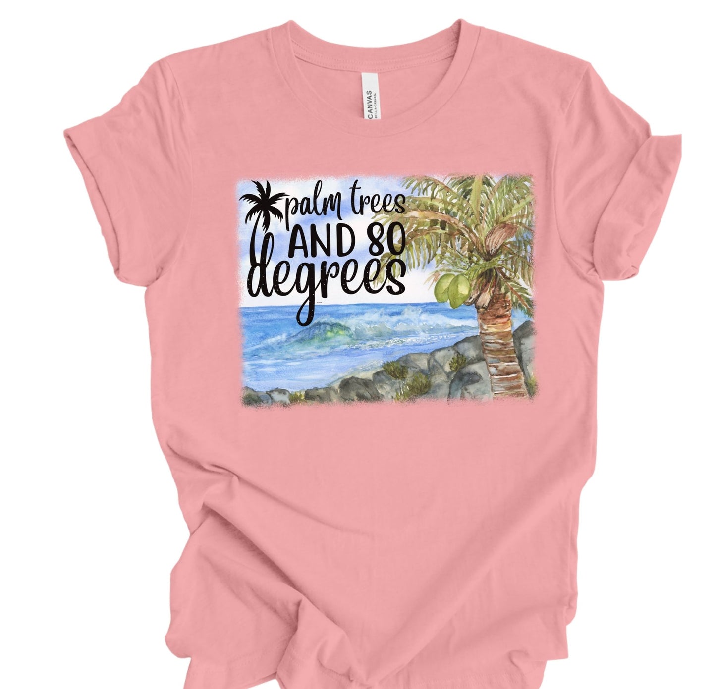 Palm Trees and 80 Degrees Tropical Beach Shirt